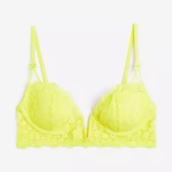 Бюстгальтер H&amp;M Padded Underwire Lace, желтый