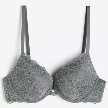 Бюстгальтер H&M Lace Push-up, серо-зеленый