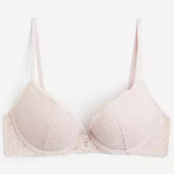 Бюстгальтер H&M Lace Super Push-up, пудрово-розовый