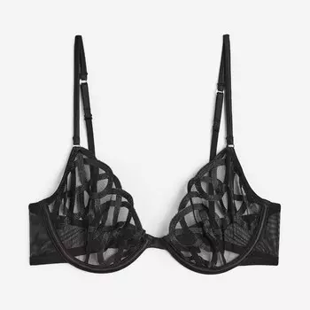 Бюстгальтер H&M Non-padded Underwire Mesh, черный