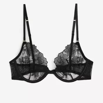 Бюстгальтер H&M Non-padded Underwire Mesh, черный