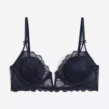 Бюстгальтер H&M Padded Underwire Lace, темно-синий