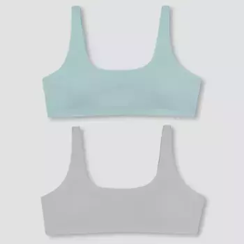 Бюстгальтер Hanes Girls' 2pk Bonded Comfort, цвет Mint Green/Light Gray