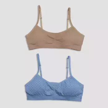 Бюстгальтер Hanes Girls' 2pk Strappy, цвет Blue/Brown