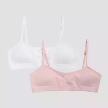 Бюстгальтер Hanes Girls' 2pk Strappy, цвет Pink/White