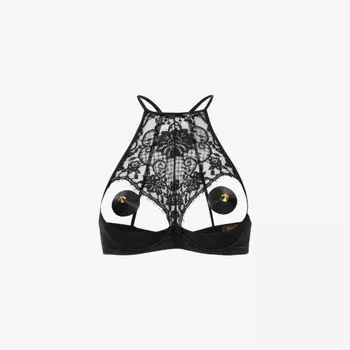 Бюстгальтер hera из кружева и атласа на косточках с цветочной вышивкой Coco De Mer, черный