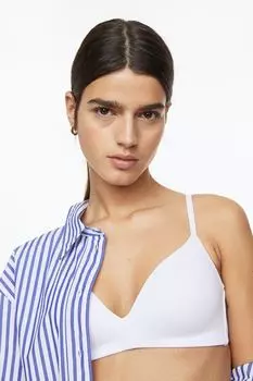 Бюстгальтер из 2 пар хлопков H&amp;M, белый/светло-серый меланж