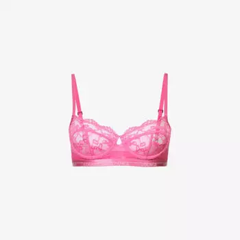 Бюстгальтер из эластичного кружева Blossom с цветочной вышивкой Lounge Underwear, розовый