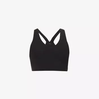 Бюстгальтер из эластичной ткани real с v-образным вырезом Alo Yoga, черный