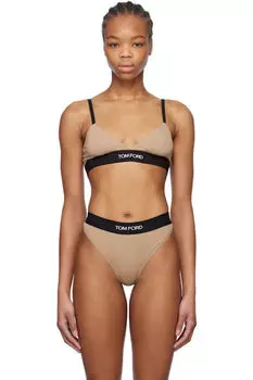 Бюстгальтер из бежевого модала Signature TOM FORD
