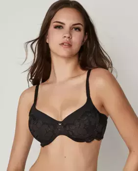 Бюстгальтер из цветочного кружева со средним вырезом Selmark, черный