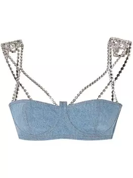 Бюстгальтер из денима GCDS Chocker, синий