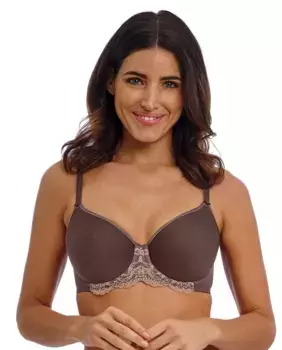 Бюстгальтер из гладкой пены и кружева с чашками Wacoal, коричневый
