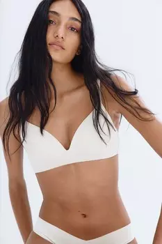 Бюстгальтер из микрофибры с подушечками без косточек H&M, бежевый