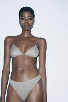 Бюстгальтер из шелка с треугольниками ZARA, камень