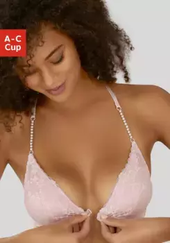 Бюстгальтер LASCANA, без косточек, с экстравагантными жемчужными бретельками, сексуальное женское белье, кремовый