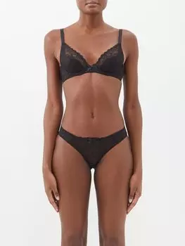 Бюстгальтер leni с глубоким вырезом и кружевом на косточках с вышивкой Agent Provocateur, черный