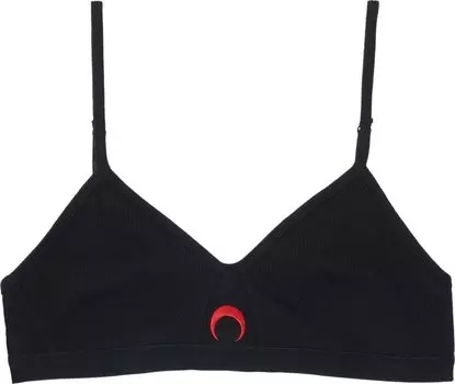 Бюстгальтер Marine Serre Organic Cotton Ribbed Bra 'Black', черный