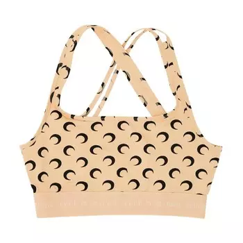 Бюстгальтер Marine Serre Regenerated All Over Moon Jersey Sport Bra, цвет Tan