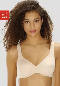 Бюстгальтер-минимайзер LASCANA на косточках и бесшовных чашках, из шелковистой микрофибры, базовое нижнее белье, цвет Toffee