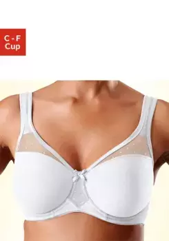 Бюстгальтер-минимайзер Nuance на косточках и вставкой из точечной сетки, белый