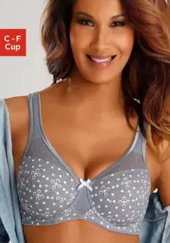 Бюстгальтер-минимайзер Nuance на косточках и слегка прозрачным тюлем в верхней части чашки, серый