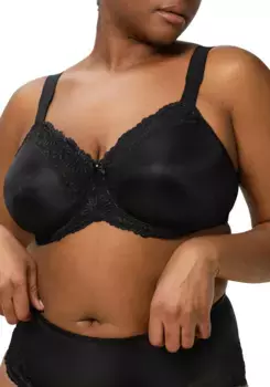 Бюстгальтер-минимум Triumph "Ladyform Soft W X", чашка C-F, бюстгальтер на косточках с кружевными деталями, черный