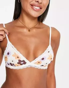 Бюстгальтер Monki с треугольными чашечками и цветочной кружевной отделкой