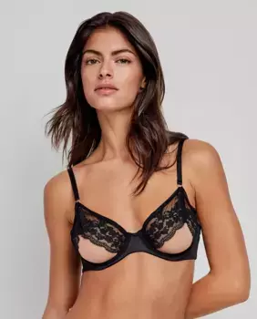 Бюстгальтер на косточках, без поролона, из прозрачной кружевной ткани Gisela, черный