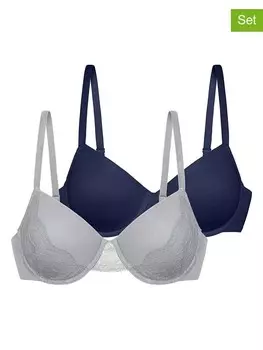 Бюстгальтер на косточках Dorina 2er Set Schalen BHs Radha, цвет grau/dunkelblau
