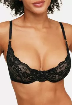 Бюстгальтер на косточках ELYZA UNLINED DEMI BRA JET BLACK Adore Me, черный