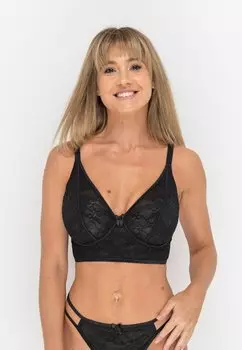 Бюстгальтер на косточках HIGH APEX PLUNGE LONGLINE Ivory Rose, черный