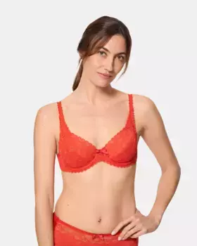 Бюстгальтер на косточках из изысканного цветочного переработанного кружева Playtex, красный