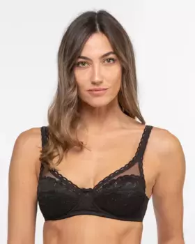 Бюстгальтер на косточках из переработанного кружева и тюля Playtex, черный