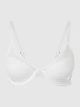 Бюстгальтер на косточках из сетки с вышитым логотипом DKNY, белый