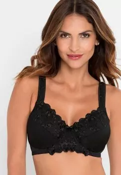 Бюстгальтер на косточках MIT EDLER STICKEREI HBSCHER bonprix, черный