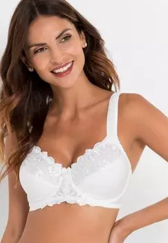 Бюстгальтер на косточках MIT EDLER STICKEREI HBSCHER bonprix, белый