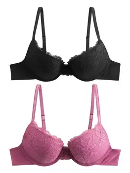 Бюстгальтер на косточках Next Push-up Bra, цвет dark pink/black