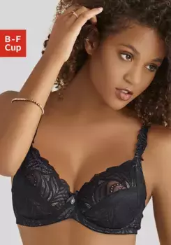 Бюстгальтер на косточках Nuance из цветочного кружева с декорированными бретелями, нижнее белье, черный