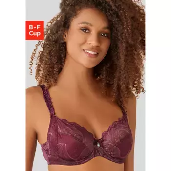 Бюстгальтер на косточках Nuance из цветочного кружева с декорированными бретелями, нижнее белье, красный