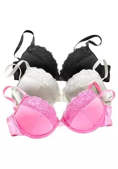 Бюстгальтер на косточках PETITE FLEUR Push-up Bra, цвет pink/black/white