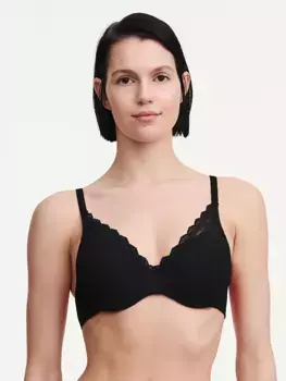 Бюстгальтер на косточках предварительной формы с эффектом памяти из кружева и ультрамягкой ткани Floral Touch Chantelle, черный