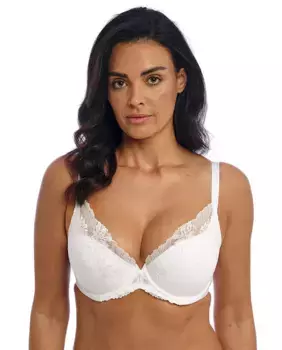 Бюстгальтер на косточках с эффектом пуш-ап из цветочного кружева Wacoal, белый
