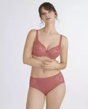 Бюстгальтер на косточках с цветочной вышивкой Felina, коралловый