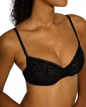 Бюстгальтер на косточках с флокированным животным принтом Cosabella Accra, черный