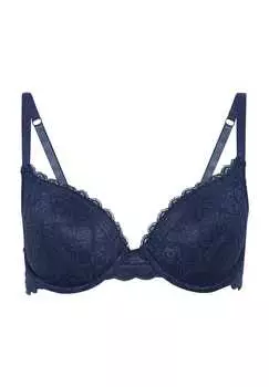 Бюстгальтер на косточках с геометрическим кружевом и узкими бретелями Manguun, синий