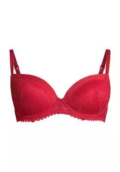 Бюстгальтер на косточках с геометрическим кружевом кружевные детали узкие бретели Manguun, красный