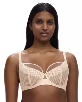 Бюстгальтер на косточках с графическим кружевом и фатином из линейки Play Chantelle, бежевый
