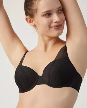 Бюстгальтер на косточках с кружевной накладкой Ysabel Mora, черный