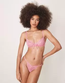 Бюстгальтер на косточках с кружевом и корсетом ASOS DESIGN Blake Heart, розовый